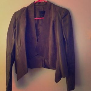 Olive green leather and suede jacket